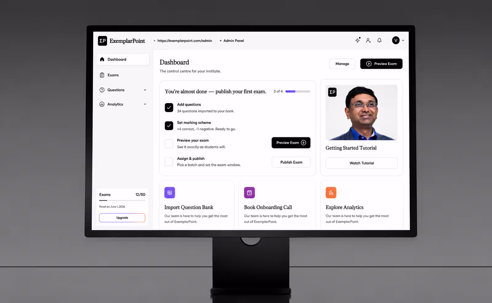 Exemplarpoint — admin analytics view